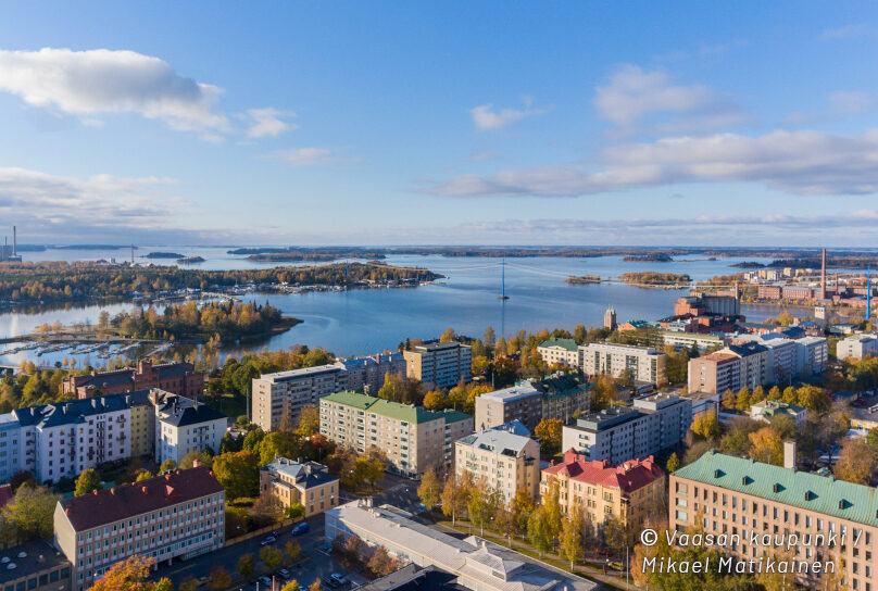 Ilmakuva syksyinen Vaasan keskusta