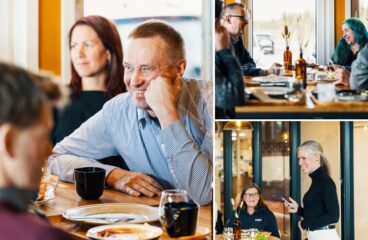 Bilderna är från en företagarlunch som Korsholms kommun ordnat.